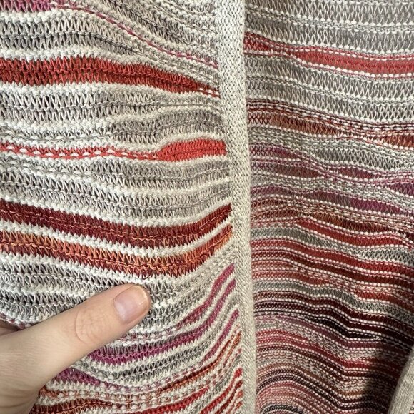 Vintage 90s Y2K Nic + Zoe Sweater Cardigan S Open Front Knit Artsy Gray Red - Picture 4 of 10